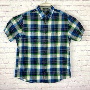Eddie Bauer Men's Plaid Button Down Short Sleeve Shirt. Sz: Large